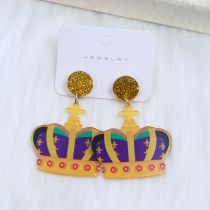 Fashion Ruby Crown Acrylic Geometric Crown Earrings
