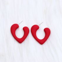 Fashion Red-peach Heart Acrylic Spray-painted Love Earrings