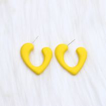 Fashion Yellow-peach Heart Acrylic Spray-painted Love Earrings