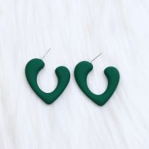Fashion Dark Green-peach Heart Acrylic Spray-painted Love Earrings