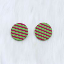 Fashion Rose Red Strip Green Round Acrylic Striped Round Stud Earrings