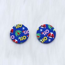 Fashion Christmas Clothes Blue Round Acrylic Printed Round Earrings