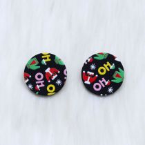 Fashion Christmas Clothes Black Round Acrylic Printed Round Earrings