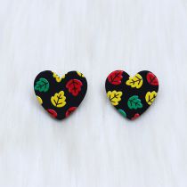 Fashion Leaves Black Hearts Acrylic Printed Love Earrings