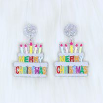 Fashion Alphabet Cake Acrylic Christmas Cake Earrings