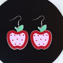 Fashion Red Dot Apple Acrylic Red Apple Earrings