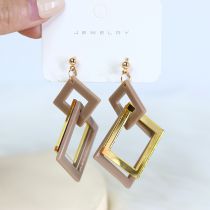 Fashion Khaki Mirror-spliced Square Acrylic Patchwork Square Earrings