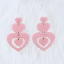 Fashion Light Pink-stitched Hearts Acrylic Love Stitch Earrings