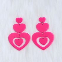 Fashion Rose Red-stitched Hearts Acrylic Love Stitch Earrings