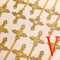 Fashion Vgold Stainless Steel Gold Plated Cross Letter Necklace