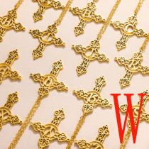 Fashion Wgold Stainless Steel Gold Plated Cross Letter Necklace
