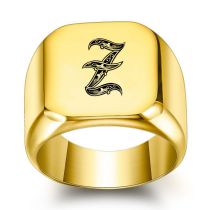 Fashion Z Titanium Steel 26 Letter Square Men's Ring