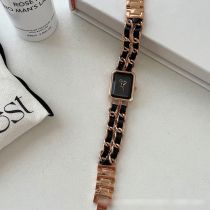 Fashion Black With Rose Gold Frame Stainless Steel Geometric Braided Chain Watch