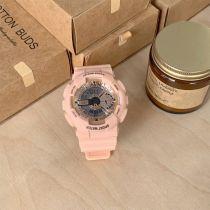 Fashion Pink With Gold Frame Stainless Steel Round Dial Watch
