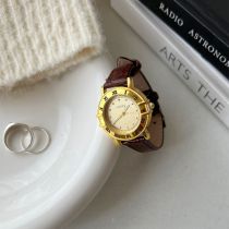 Fashion Coffee Belt Stainless Steel Round Dial Watch