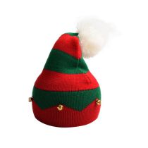 Fashion Style 1 Christmas Bell Beanie Christmas Striped Fur Ball Bell Children's Beanie Hat