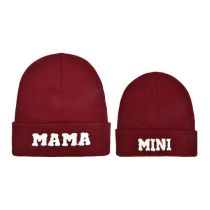 Fashion Purple-mama+ Mini Parent-child Knitted Hat Acrylic Letter Knitted Parent-child Beanie