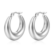 Fashion Glossy Hollow Earrings Steel Color Ms-002 Stainless Steel Geometric Round Earrings
