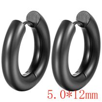 Fashion Black 5.0*12 One Stainless Steel Glossy Round Earrings