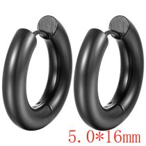 Fashion Black 5.0*16 One Stainless Steel Glossy Round Earrings