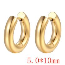 Fashion Gold 5.0*10 One Stainless Steel Glossy Round Earrings