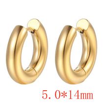 Fashion Gold 5.0*14 One Stainless Steel Glossy Round Earrings