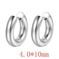 Fashion Steel Color 4.0*10 Pieces Stainless Steel Glossy Round Earrings