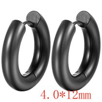 Fashion Black 4.0*12 One Stainless Steel Glossy Round Earrings