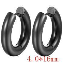 Fashion Black 4.0*16 One Stainless Steel Glossy Round Earrings