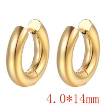 Fashion Gold 4.0*14 One Stainless Steel Glossy Round Earrings