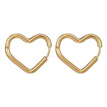 Fashion Round Line Peach Heart Earrings In Gold Color Stainless Steel Geometric Heart Earrings(single)