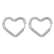 Fashion Round Line Peach Heart Earrings Steel Color Stainless Steel Geometric Heart Earrings(single)