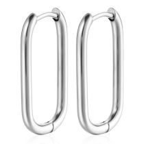 Fashion Round Oval Earrings Steel Color Stainless Steel Geometric Oval Earrings(single)
