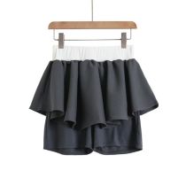 Fashion Grey Pleated Skirt Shorts