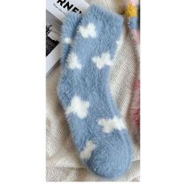 Fashion Cloud Powder【1 Pair】 Plush Printed Mid-calf Socks