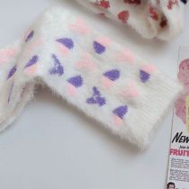 Fashion A Pair Of Pink And Purple Hearts Mink Velvet Printed Mid-calf Socks