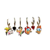 Fashion Gold Gold-plated Copper And Diamond Heart Dripping Cartoon Earrings Set