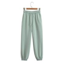 Fashion Green Woven Lace-up Trousers