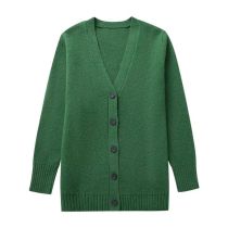 Fashion Green Polyester Knitted Buttoned Jacket