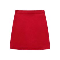 Fashion Red Wool Silhouette Skirt