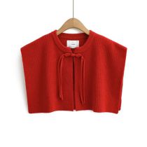 Fashion China Red Wool Knitted Disc Button Shawl