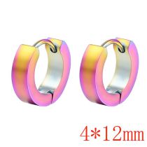 Fashion Hand Polished 4*12 Color Stainless Steel Round Men's Earrings(single)