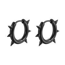 Fashion Black Stainless Steel Pointed Round Men's Earrings(single)
