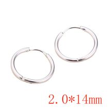 Fashion 2.0*14mm Silver One Titanium Steel Geometric Round Men's Earrings (single)