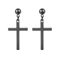Fashion Black Titanium Steel Cross Earrings(single)