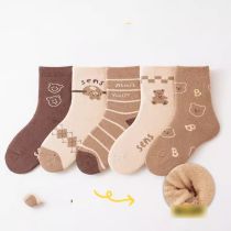 Fashion Naughty And Cute Bears-5 Pairs [new Winter Style Extra Thick Terry] Cotton Knitted Childrens Mid-calf Socks