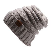 Fashion Light Gray Knitted Label Beanie