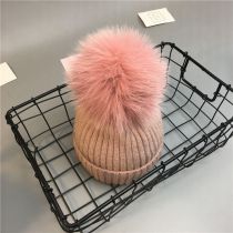 Fashion Pink Wool Knitted Wool Ball Beanie