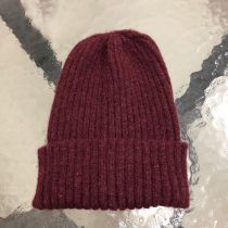 Fashion Claret Rolled Edge Knitted Beanie