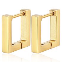 Fashion Square Golden One Stainless Steel Square Men's Earrings